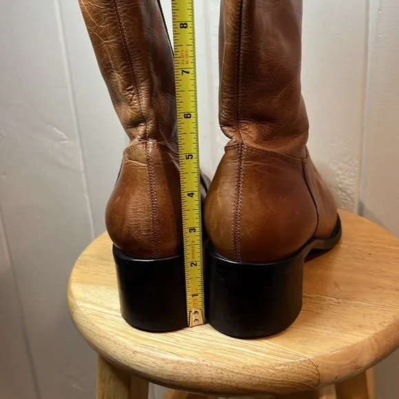 Rockin Vintage Boots Leather Pointy Toe Above ankle Booties Steve Madden Size 10
