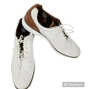 Rockport Men's Garett Mesh Lace-up Oxford Sneaker White Tan NWOT Size 12