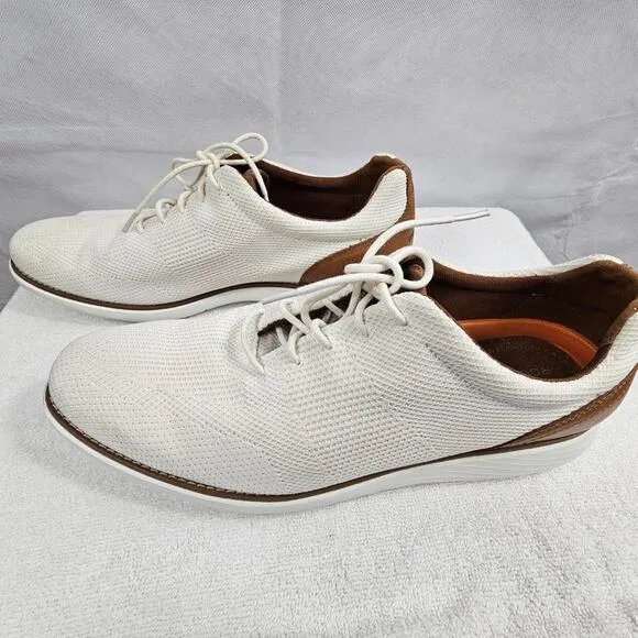 Rockport Men's Garett Mesh Lace-up Oxford Sneaker White Tan NWOT Size 12