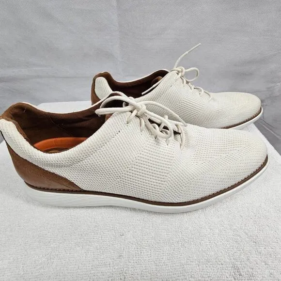 Rockport Men's Garett Mesh Lace-up Oxford Sneaker White Tan NWOT Size 12