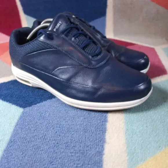 Rockport V77869 Blue Leather Casual Lace Up Walking Shoes Mens Size 10