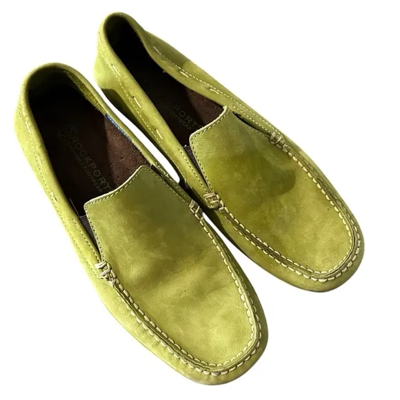 Rockport Washable Footwear Loafer Driving Men's Shoes Size 8.5M Green Suede EUC