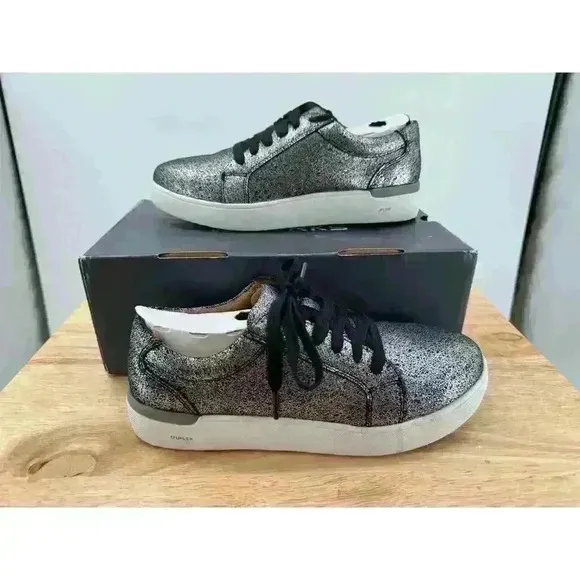 Rockport Works Parissa Silver Glitter Platform Sneaker | Composite Toe, Size 6.5