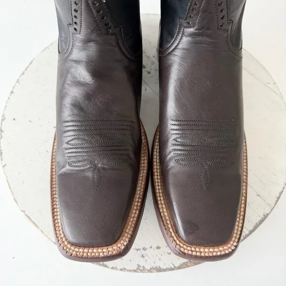 Rod Patrick Mens Cowboy Boots 8.5AA Brown CAYUSE Leather Western Texas A&amp;M Logo
