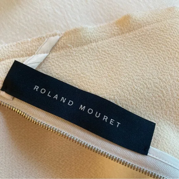 ROLAND MOURET Cream Wool Knit Bodycon Pencil Skirt Dress