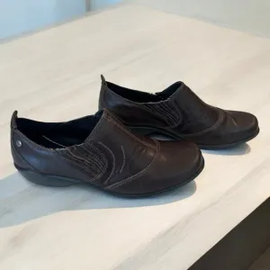 Romika Josef Seibel Brown Leather Loafer Clogs Slip On Womens 7-7.5 EU 38