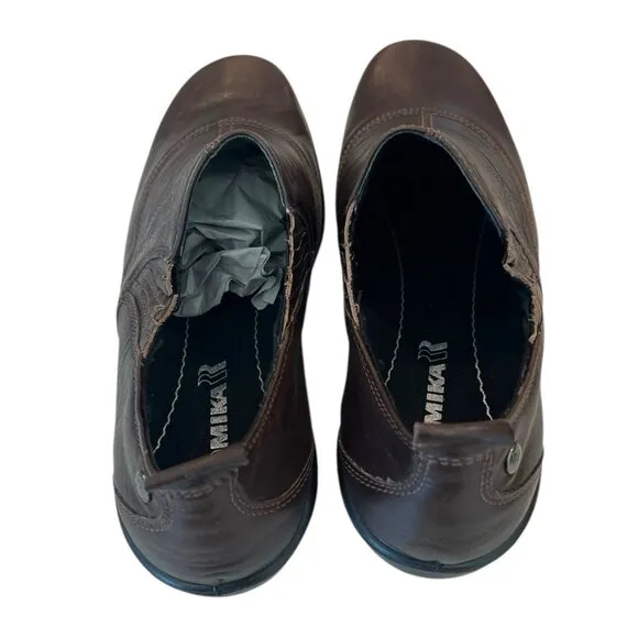 Romika Josef Seibel Brown Leather Loafer Clogs Slip On Womens 7-7.5 EU 38