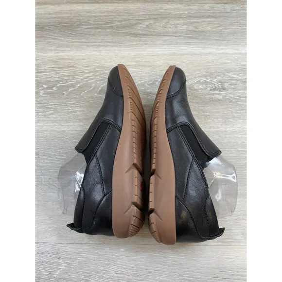 Romika Loire 05 Women's US 8.5 Black Leather Slip-On Wedge Driving Loafer Shoes