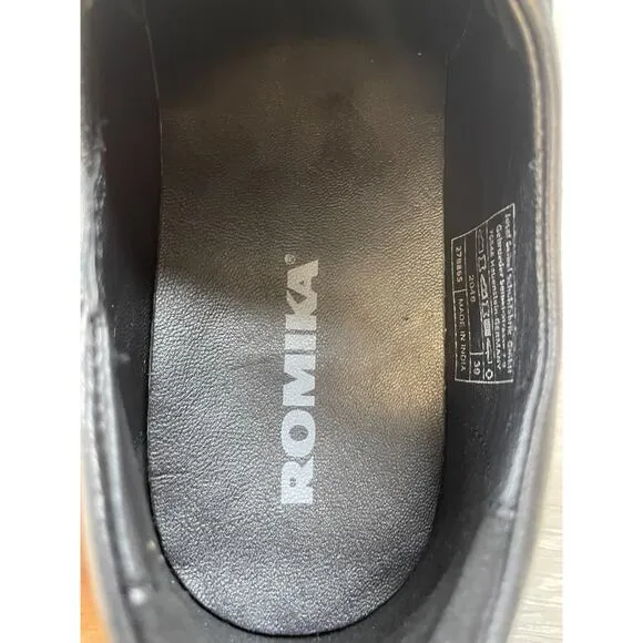 Romika Loire 05 Women's US 8.5 Black Leather Slip-On Wedge Driving Loafer Shoes