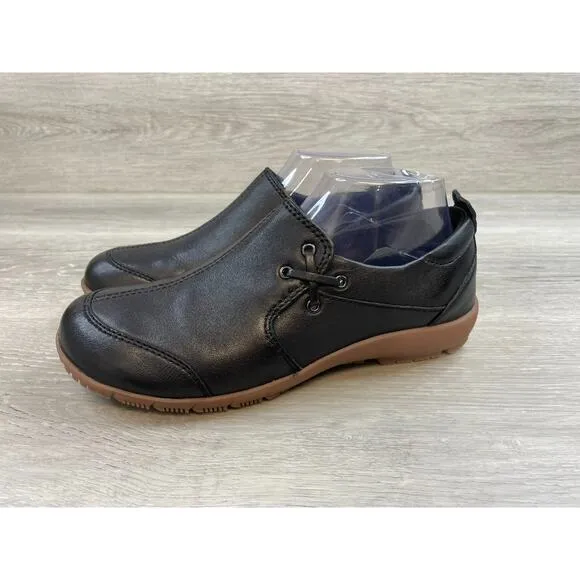 Romika Loire 05 Women's US 8.5 Black Leather Slip-On Wedge Driving Loafer Shoes