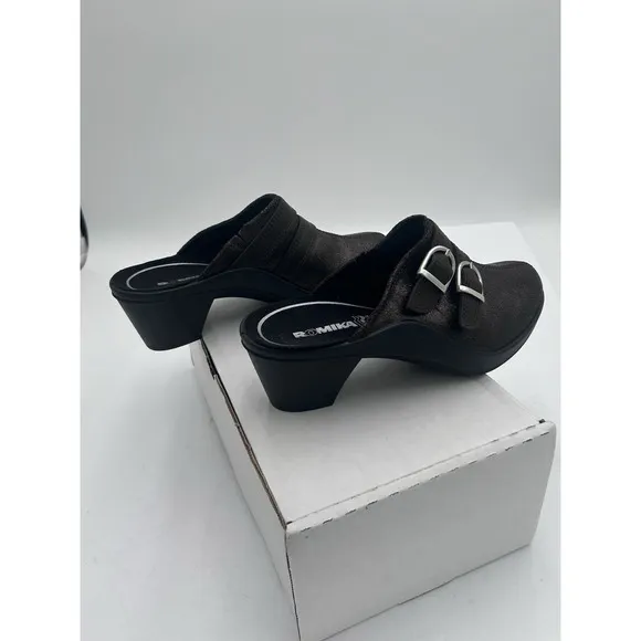 Romina  leather clog buckle Slip-on brown metallic 37 EU/6.0-6.50 US Rubber NWB