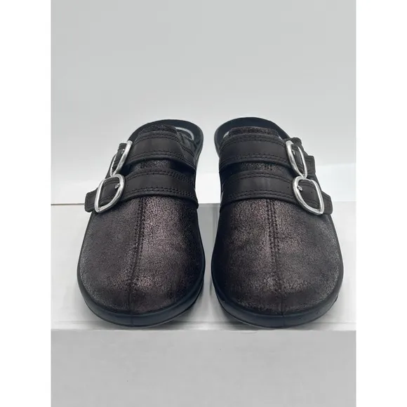 Romina  leather clog buckle Slip-on brown metallic 37 EU/6.0-6.50 US Rubber NWB