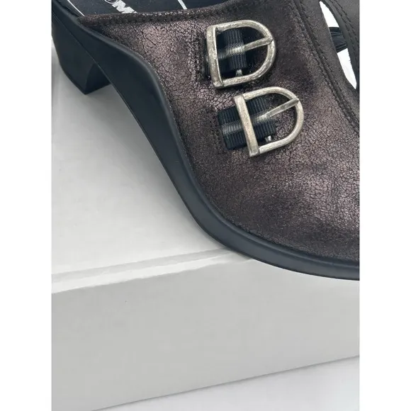 Romina  leather clog buckle Slip-on brown metallic 37 EU/6.0-6.50 US Rubber NWB