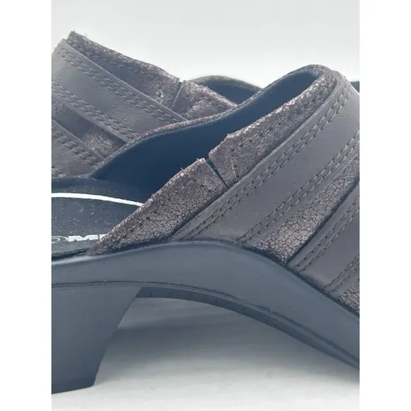 Romina  leather clog buckle Slip-on brown metallic 37 EU/6.0-6.50 US Rubber NWB