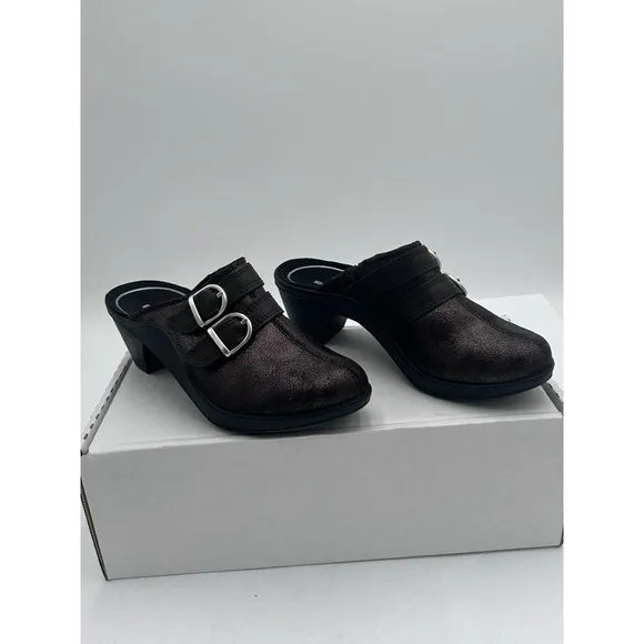 Romina  leather clog buckle Slip-on brown metallic 37 EU/6.0-6.50 US Rubber NWB