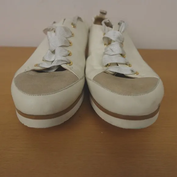 Ron White Sneakers White Cream Champagne Leather Nova Italy