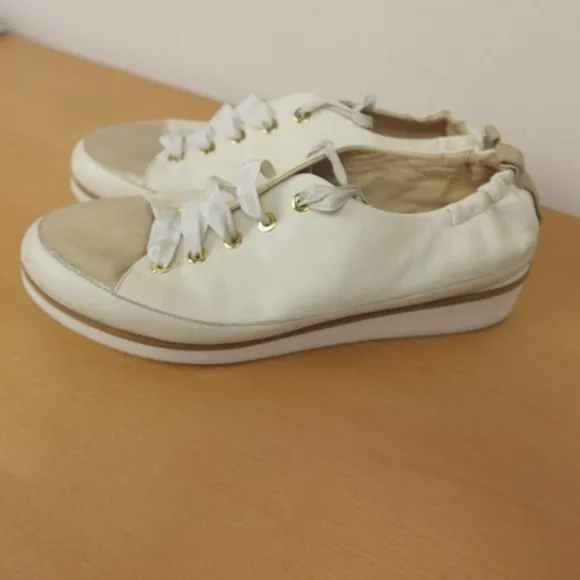 Ron White Sneakers White Cream Champagne Leather Nova Italy