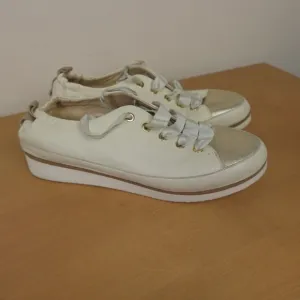 Ron White Sneakers White Cream Champagne Leather Nova Italy