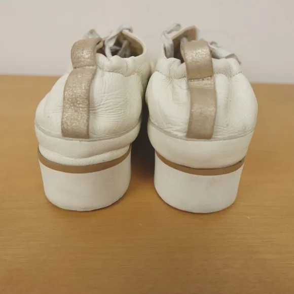 Ron White Sneakers White Cream Champagne Leather Nova Italy