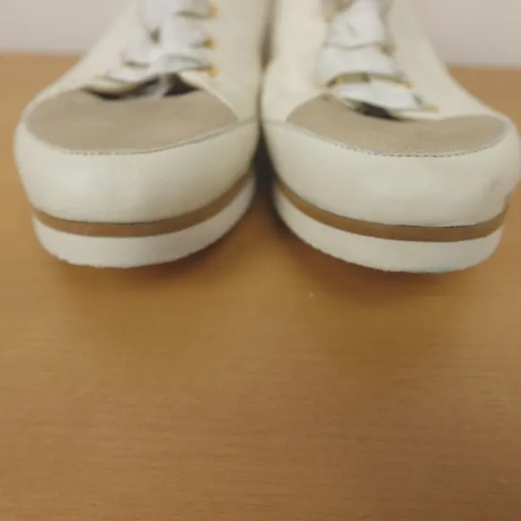 Ron White Sneakers White Cream Champagne Leather Nova Italy