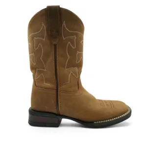 Roper Boots Boys 2 Brown Leather Crazy Horse Western Boots Square Toe
