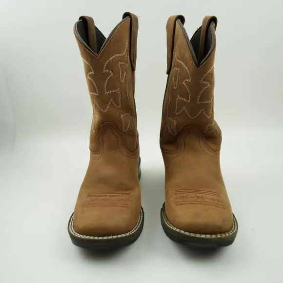 Roper Boots Boys 2 Brown Leather Crazy Horse Western Boots Square Toe