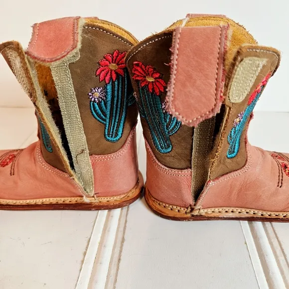 Roper Cowbabies Boots Infant Girls Size 3 Leather Cactus Western Square Toe