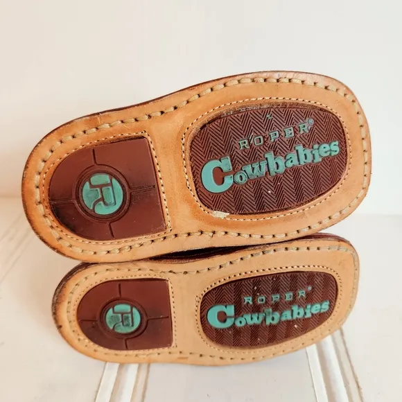 Roper Cowbabies Boots Infant Girls Size 3 Leather Cactus Western Square Toe