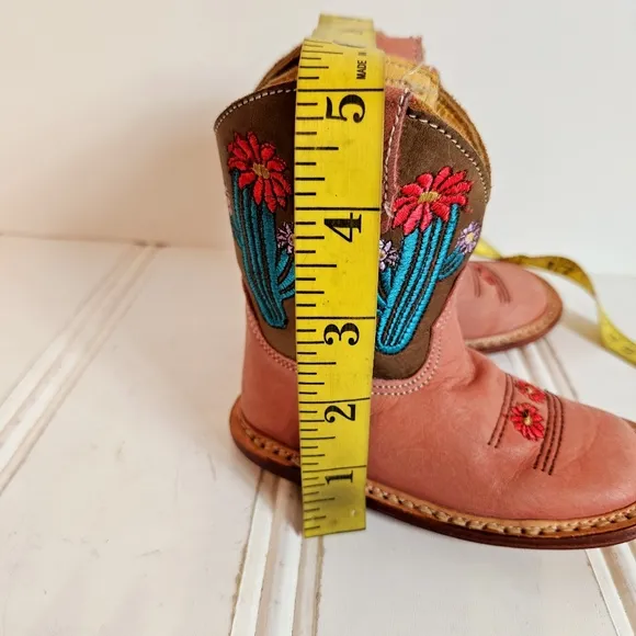 Roper Cowbabies Boots Infant Girls Size 3 Leather Cactus Western Square Toe