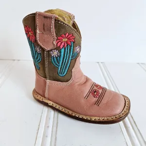 Roper Cowbabies Boots Infant Girls Size 3 Leather Cactus Western Square Toe