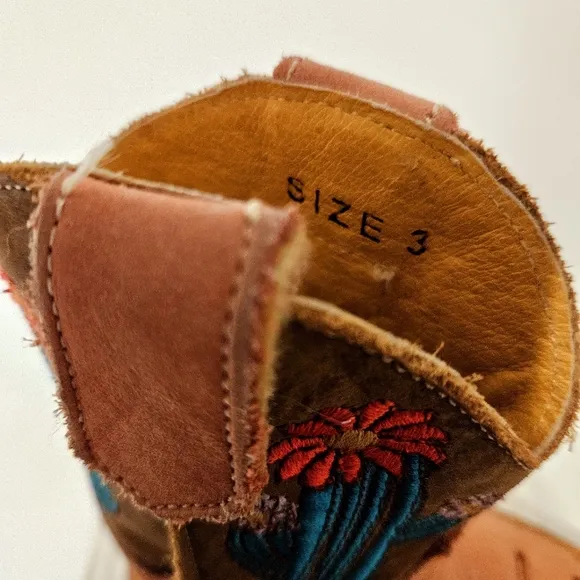 Roper Cowbabies Boots Infant Girls Size 3 Leather Cactus Western Square Toe
