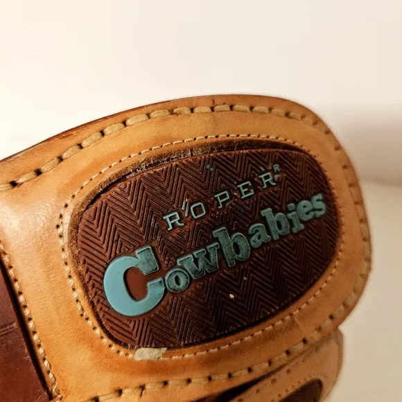 Roper Cowbabies Boots Infant Girls Size 3 Leather Cactus Western Square Toe