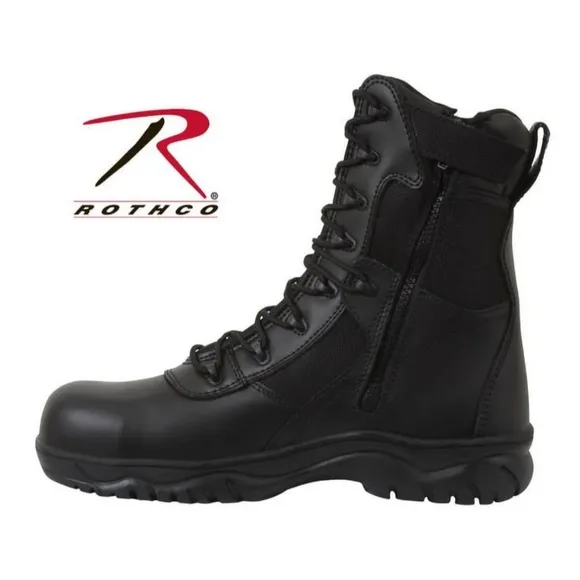 Rothco Mens Sz 10 NWT 8&quot; Composite Boots Black Forced Entry Tactical Zip close