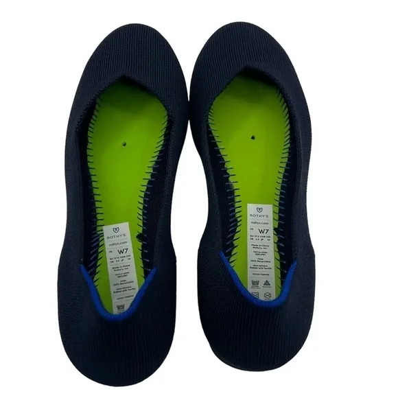Rothy’s Blue Round Toe Slip On Flats Size 7 Women’s