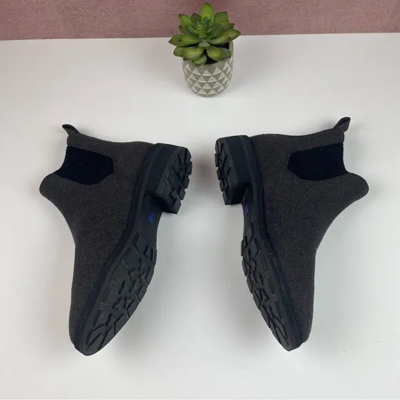 Rothy's Gray Black Lug Ankle Boots Wool Graphite Women Size 9 Shoes Booties