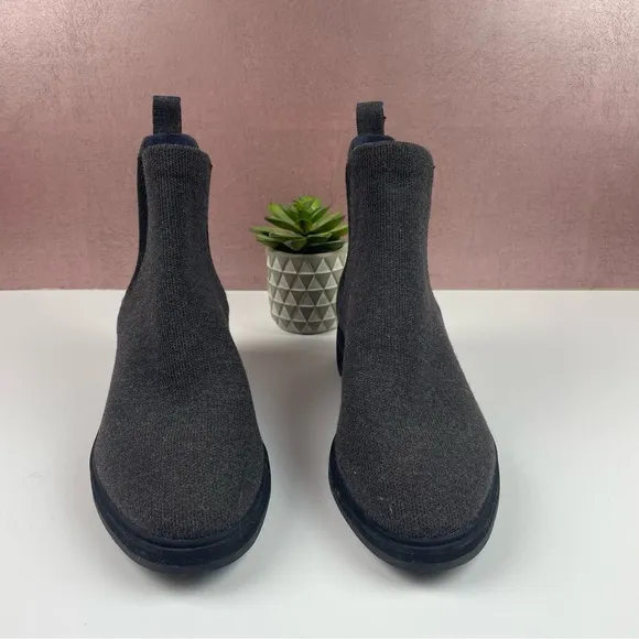 Rothy's Gray Black Lug Ankle Boots Wool Graphite Women Size 9 Shoes Booties