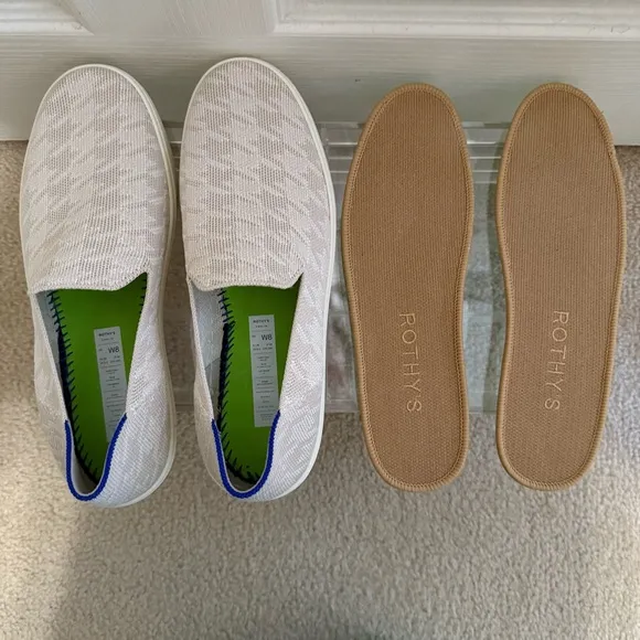 Rothy's Limited Edition Ivory Houndstooth Original Slip On Sneaker Size 8