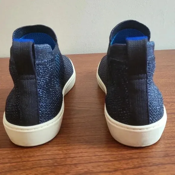 Rothy’s Metallic Lattice Stitch Chelsea High Top Slip-On Sneakers(7.5)