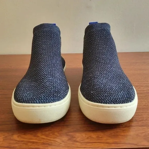 Rothy’s Metallic Lattice Stitch Chelsea High Top Slip-On Sneakers(7.5)