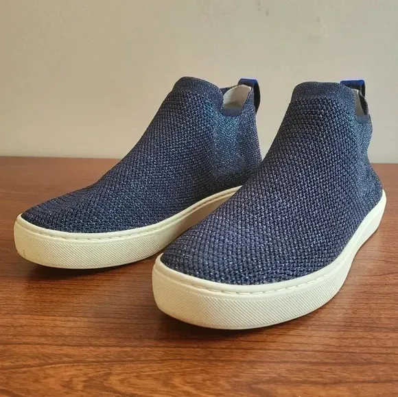 Rothy’s Metallic Lattice Stitch Chelsea High Top Slip-On Sneakers(7.5)