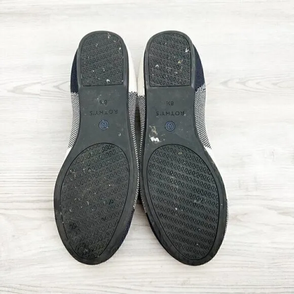 Rothy's The Flat Round Cap Toe Plaid Blue Halo Limited Edition Ballet‎ Shoes 6.5