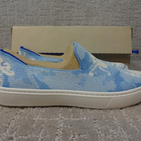 Rothy's The Kid Blue Octopus Knit Slip On Sneaker Shoes Multiple Sizes