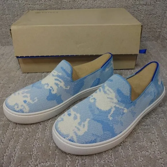 Rothy's The Kid Blue Octopus Knit Slip On Sneaker Shoes Multiple Sizes