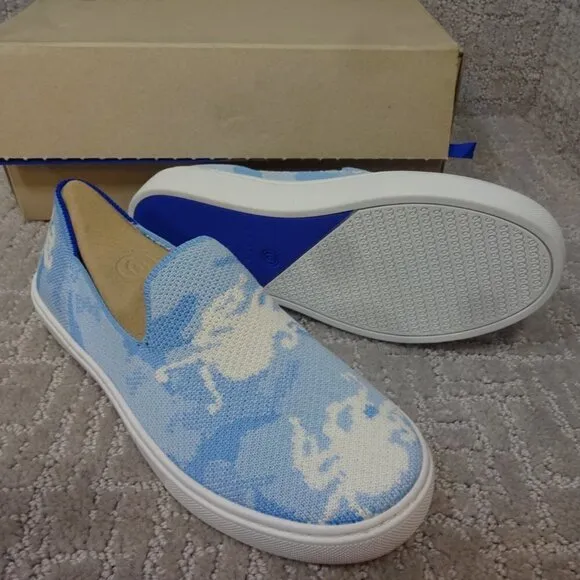 Rothy's The Kid Blue Octopus Knit Slip On Sneaker Shoes Multiple Sizes