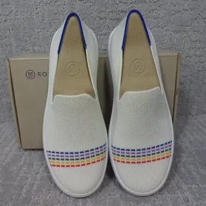 Rothy's The Kid White Rainbow Knit Slip On Sneaker Shoes Multiple Sizes