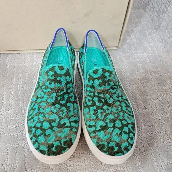 Rothy's The Kids Sneaker Aqua Camo Slip On Shoes Little Kids Size 2