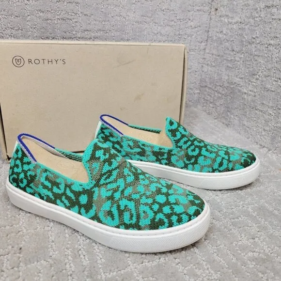 Rothy's The Kids Sneaker Aqua Camo Slip On Shoes Little Kids Size 2