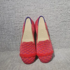 Rothy's The Loafer Girls Size US 1 Red Pomegranate Grid Round Toe Slip on Shoes