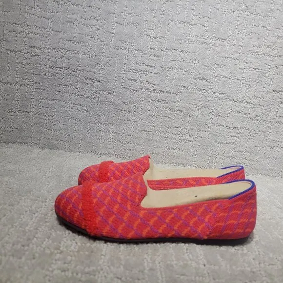 Rothy's The Loafer Girls Size US 1 Red Pomegranate Grid Round Toe Slip on Shoes