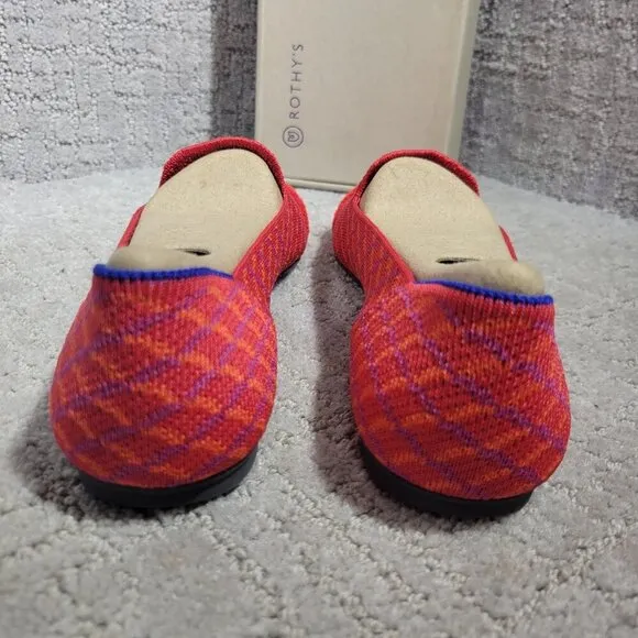 Rothys The Loafer Womens Size 8 US Pomegranate Grid Round Toe Slip on Flat Shoes